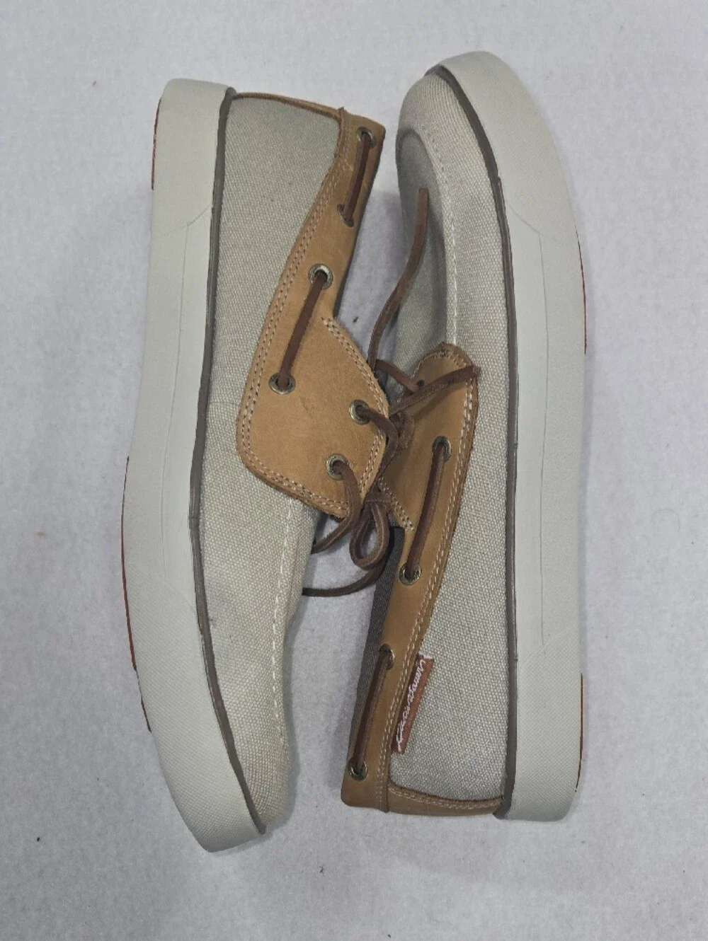 Eddie Bauer Men's Canvas & Leather Boat Shoes - Tan/Beige
